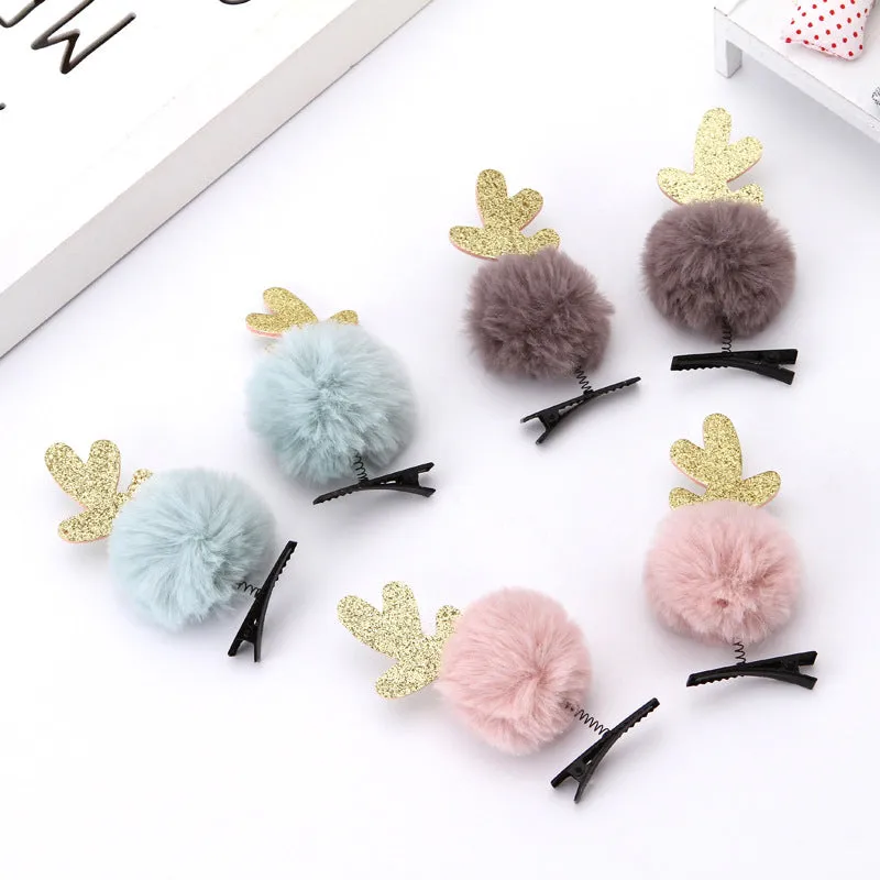1 Pack Kid Girl Xmas Pom Pom Hair Clips Wholesale 32325942