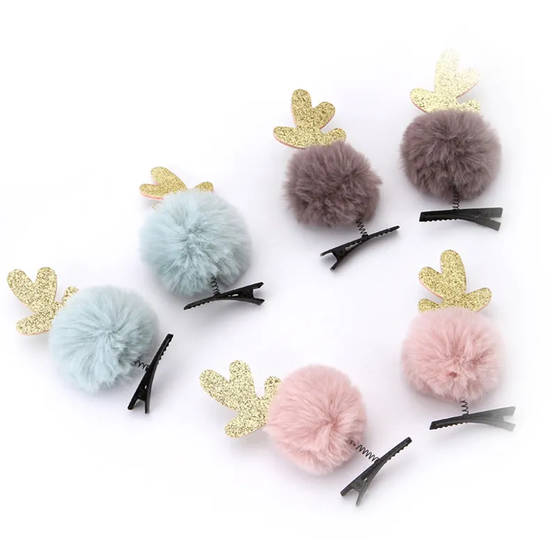 1 Pack Kid Girl Xmas Pom Pom Hair Clips Wholesale 32325942
