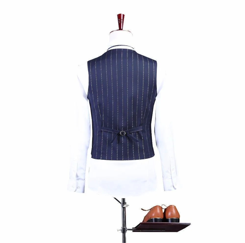 2-Piece Men's Suit Double Breasted Suit Slim Fit Blue