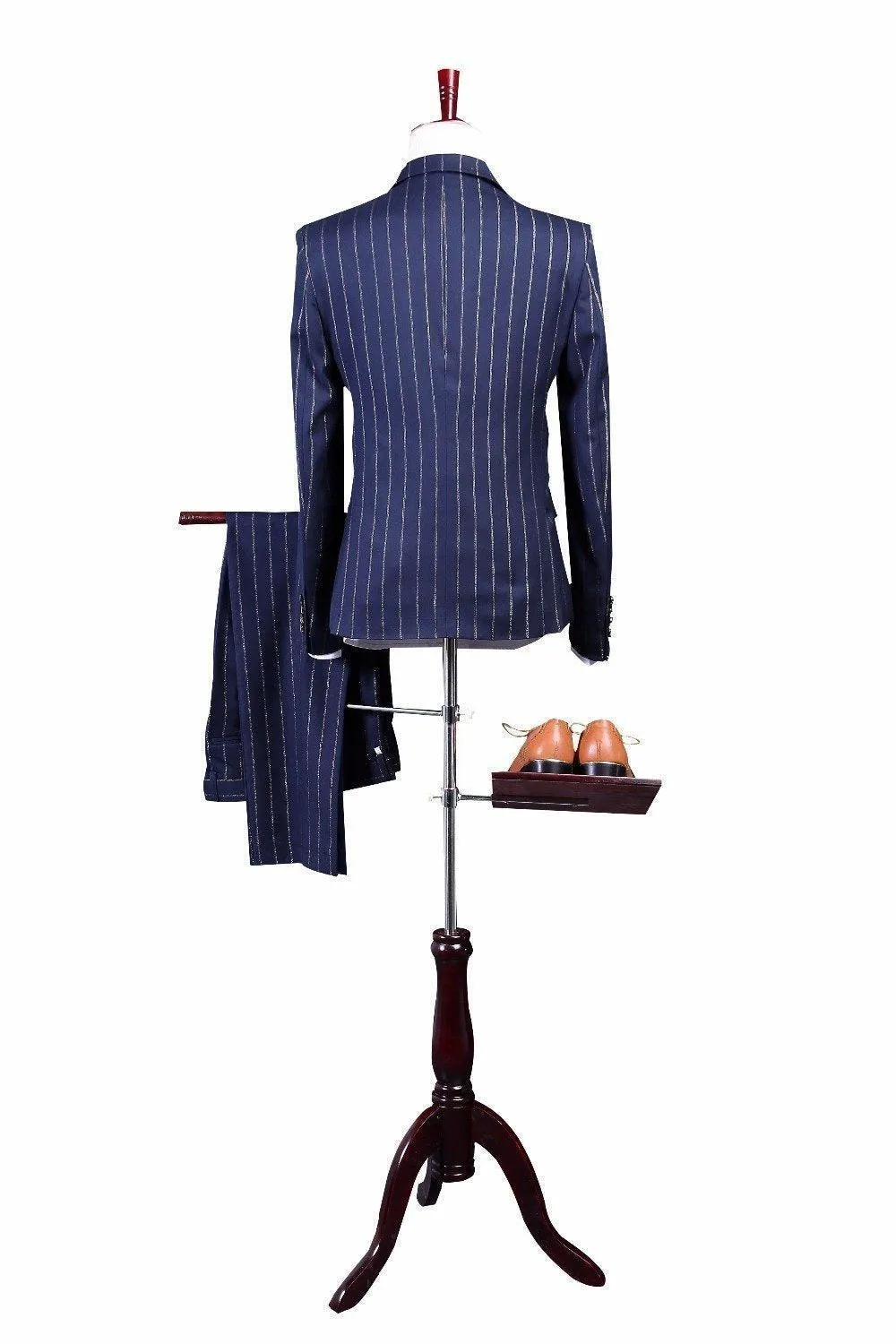 2-Piece Men's Suit Double Breasted Suit Slim Fit Blue