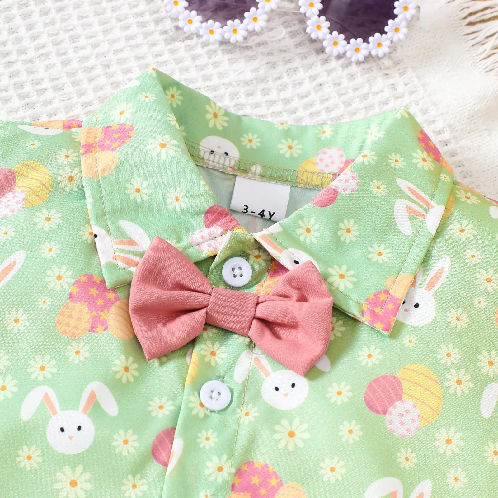 2 Pieces Set Baby Kid Boys Easter Animals Car Cartoon Shirts And Solid Color Shorts Wholesale 25021010
