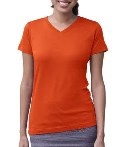 3507 LA T Ladies V-Neck Longer Length T-Shirt Orange