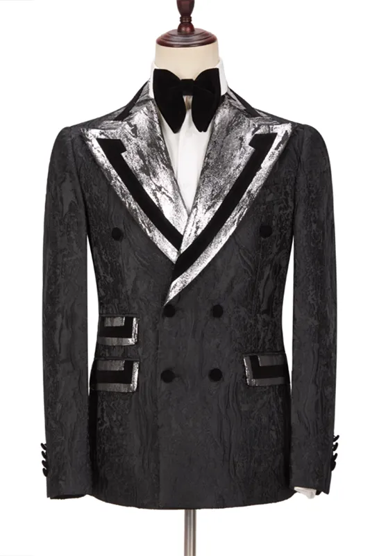 Amazing Black Peaked Lapel Double Breasted Men Suits Online