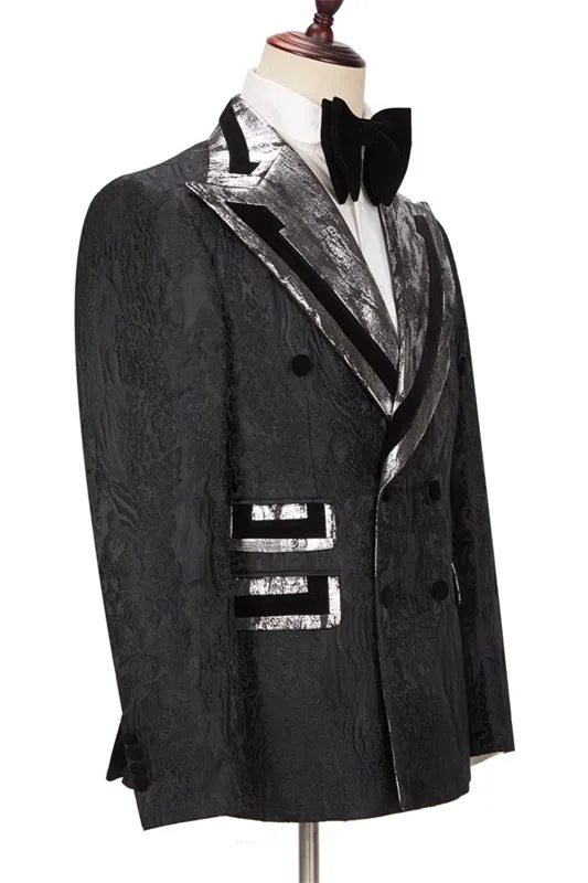 Amazing Black Peaked Lapel Double Breasted Men Suits Online