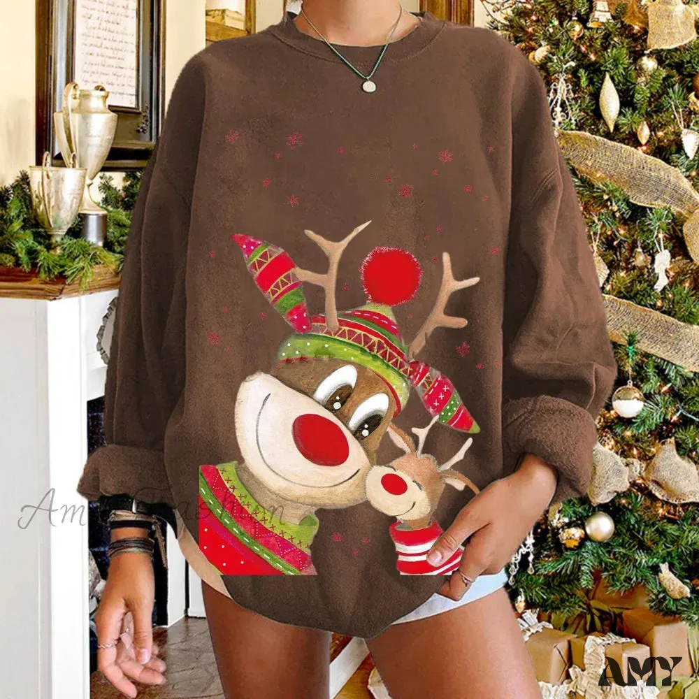 Amy Fashion - Christmas Women Elk Print Sweaters
