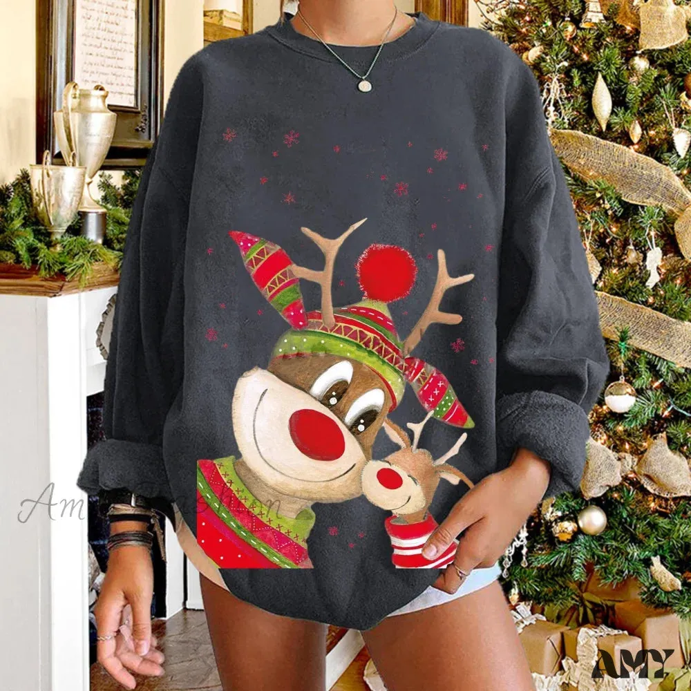 Amy Fashion - Christmas Women Elk Print Sweaters