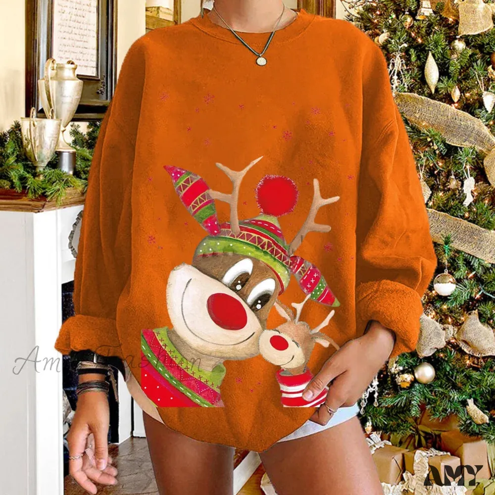 Amy Fashion - Christmas Women Elk Print Sweaters