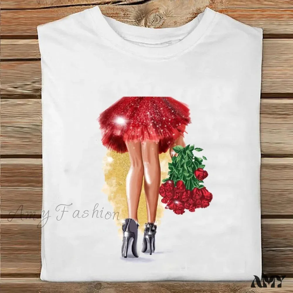 Amy Fashion - Coffee Love Cartoon Printing Clothes Tshirt