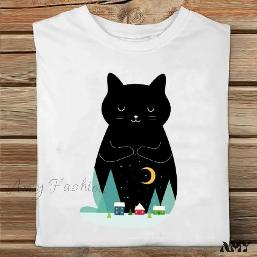 Amy Fashion - Coffee Love Cartoon Printing Clothes Tshirt