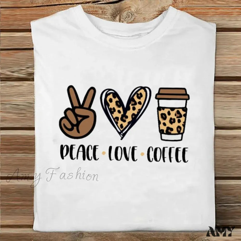 Amy Fashion - Coffee Love Cartoon Printing Clothes Tshirt