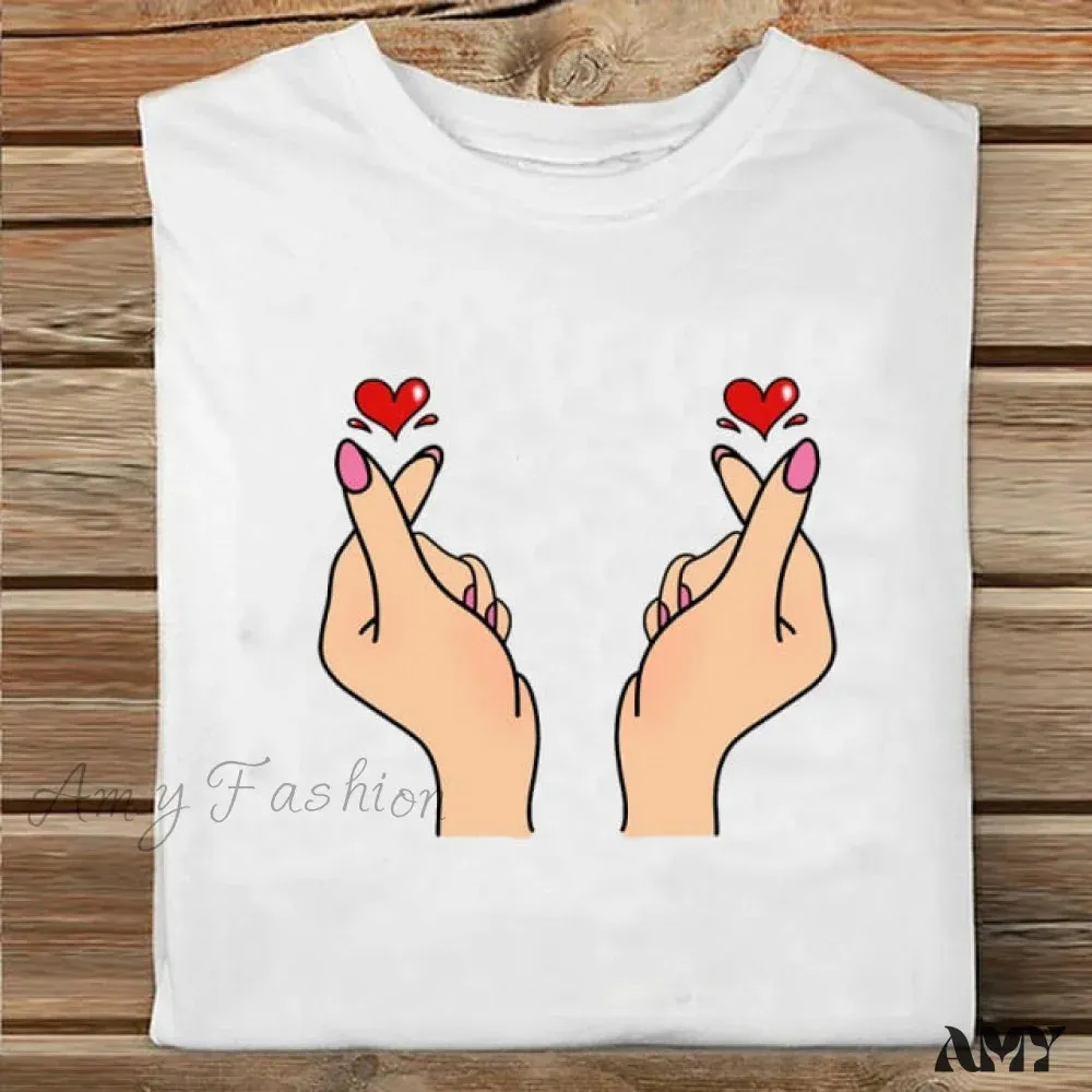 Amy Fashion - Coffee Love Cartoon Printing Clothes Tshirt