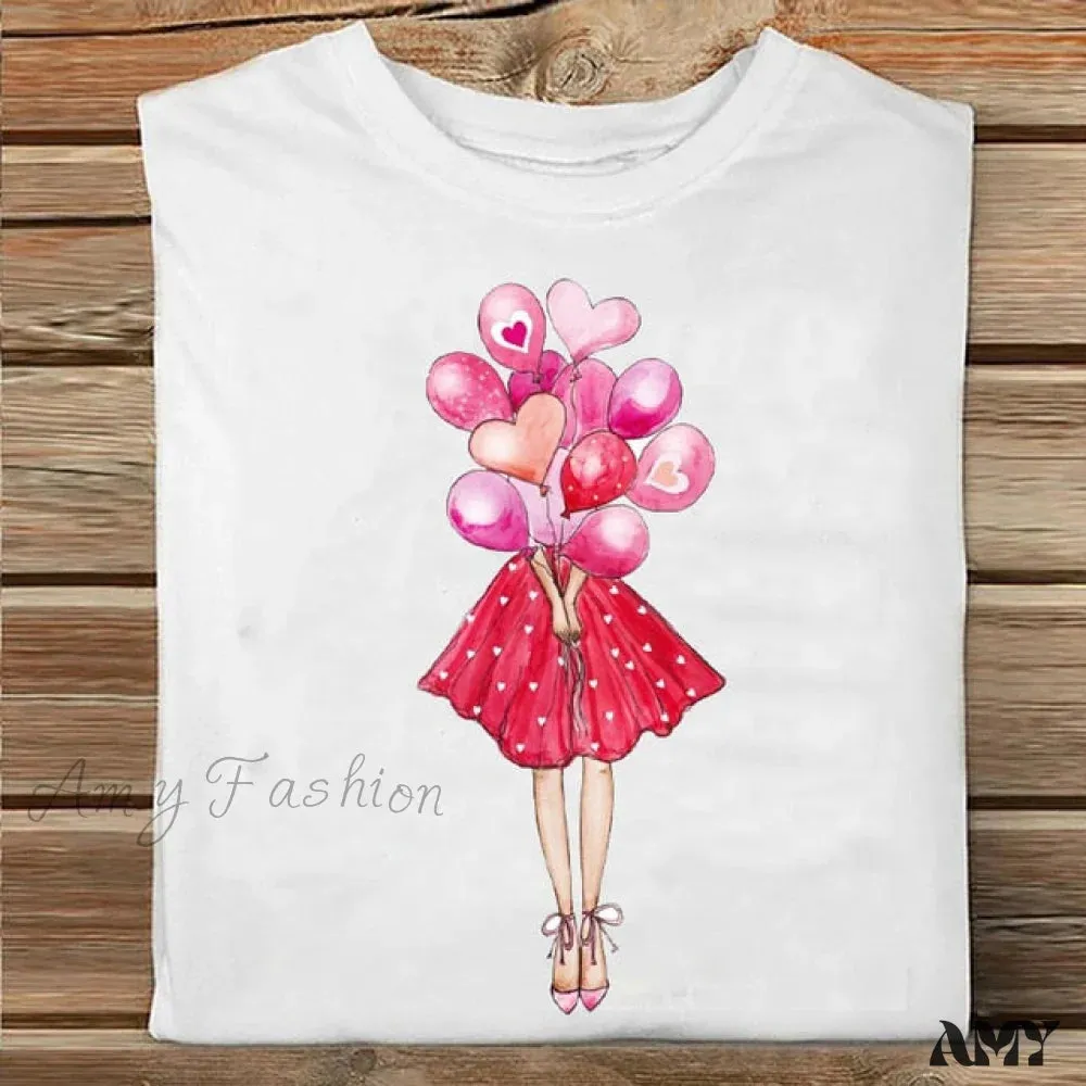 Amy Fashion - Coffee Love Cartoon Printing Clothes Tshirt