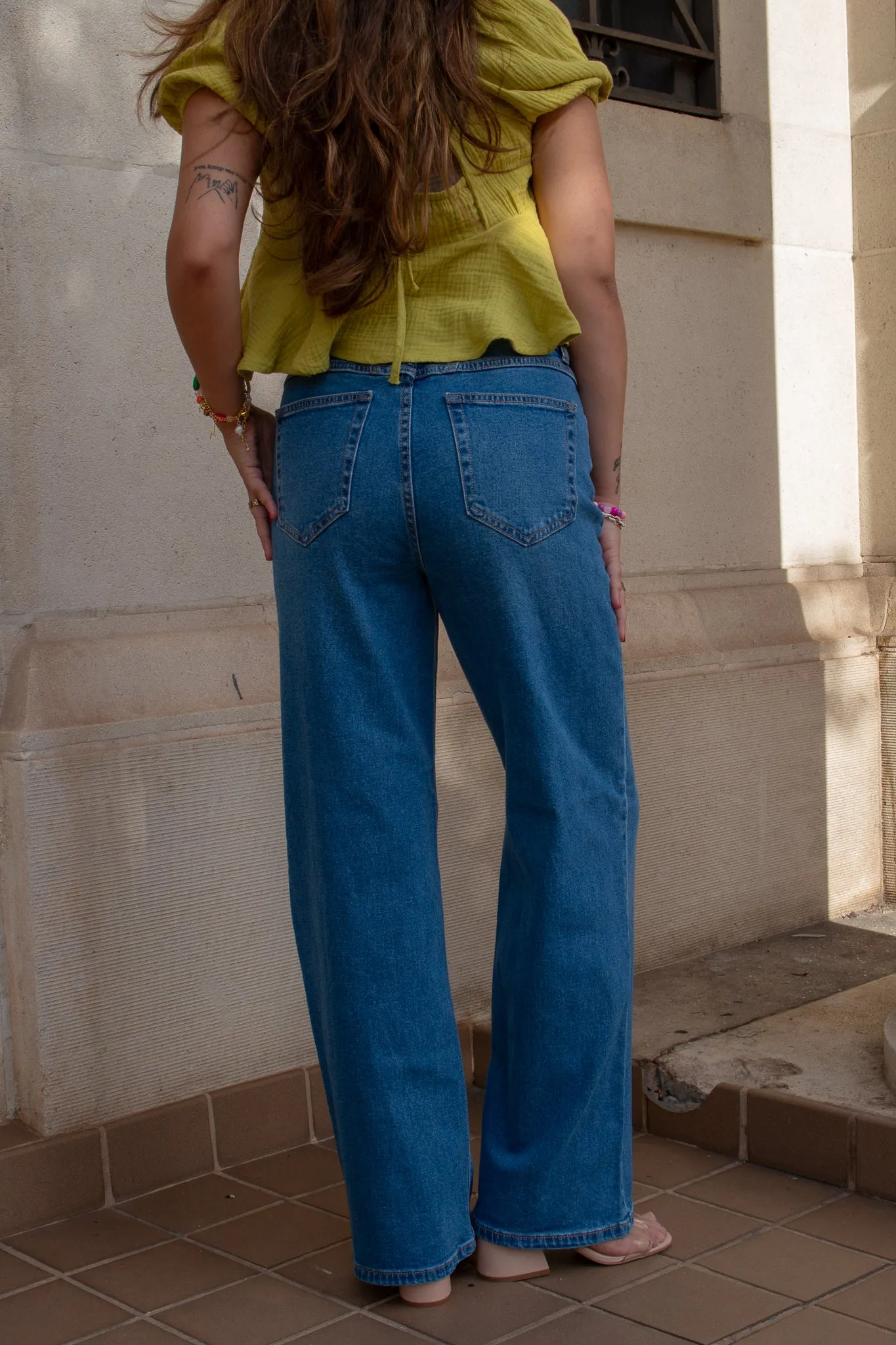 Asher Wide Leg Denim Jeans Dark Wash
