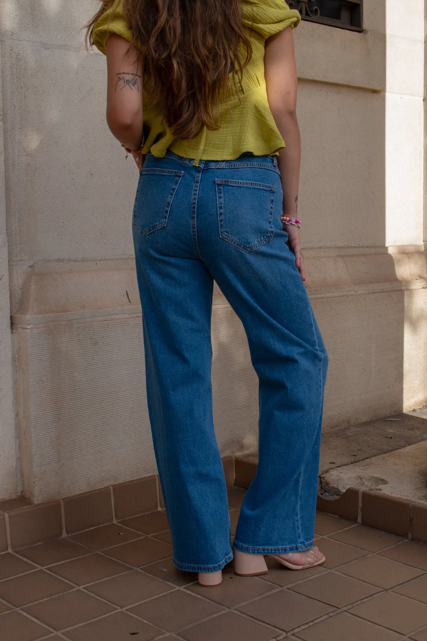 Asher Wide Leg Denim Jeans Dark Wash