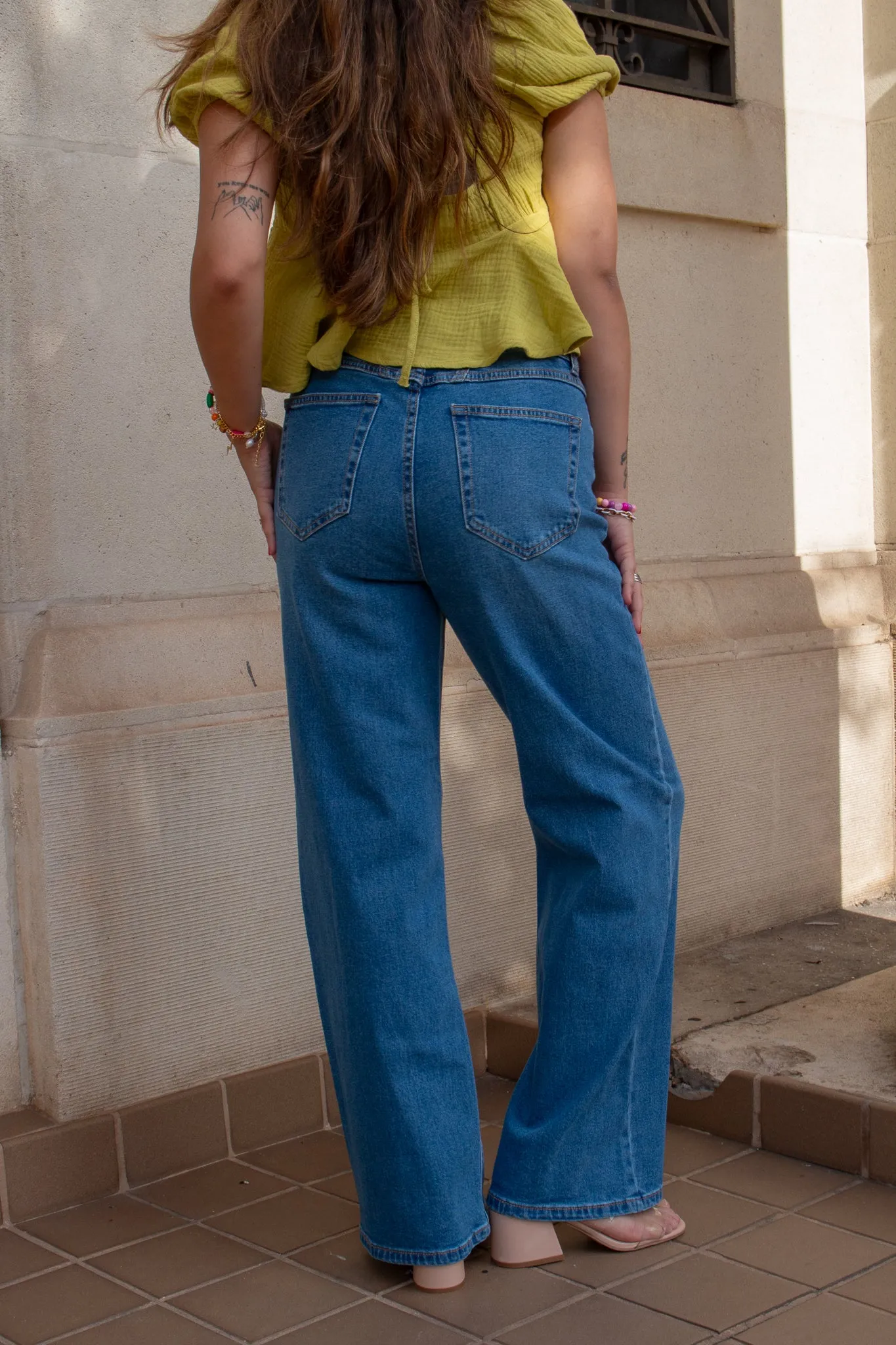 Asher Wide Leg Denim Jeans Dark Wash