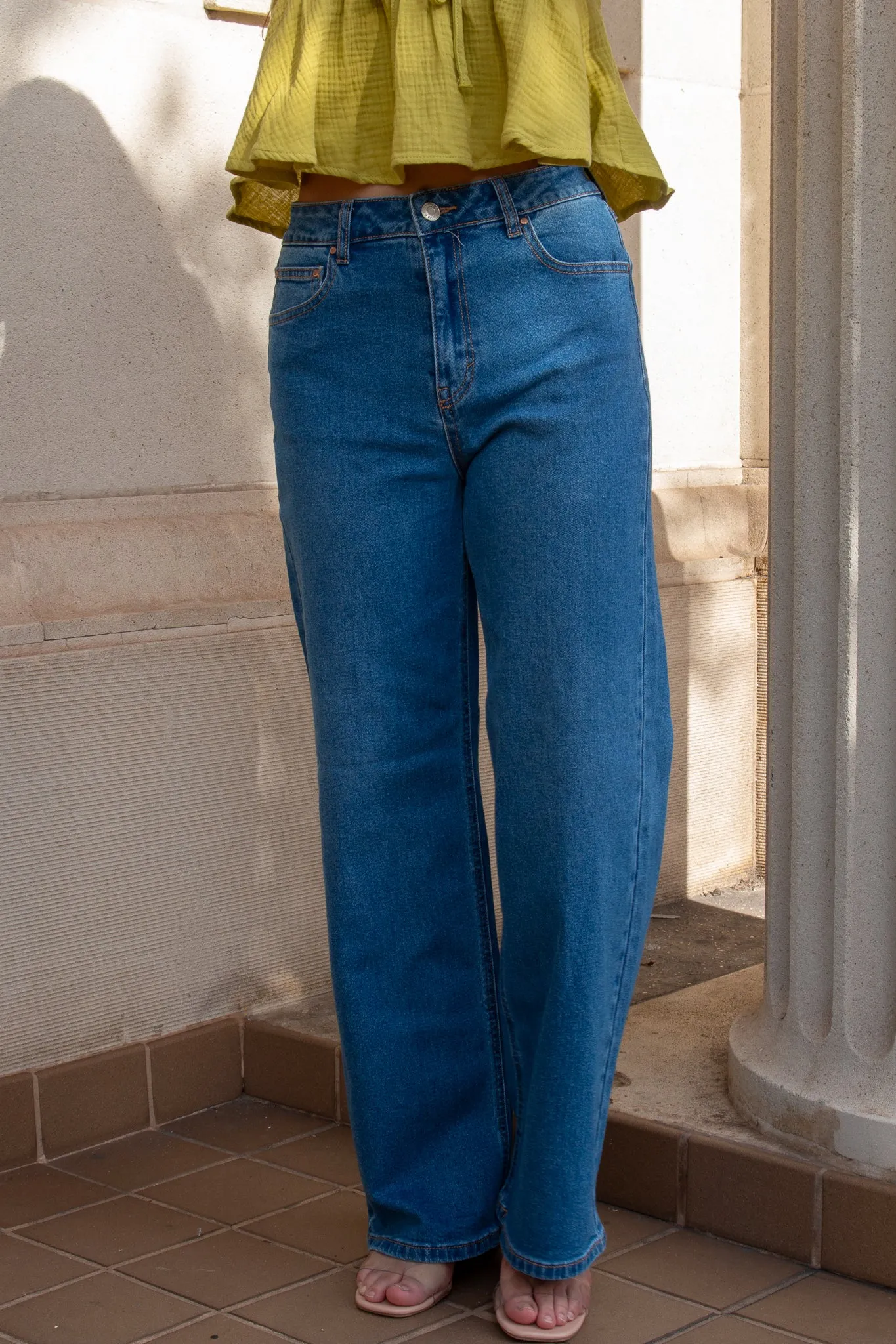 Asher Wide Leg Denim Jeans Dark Wash