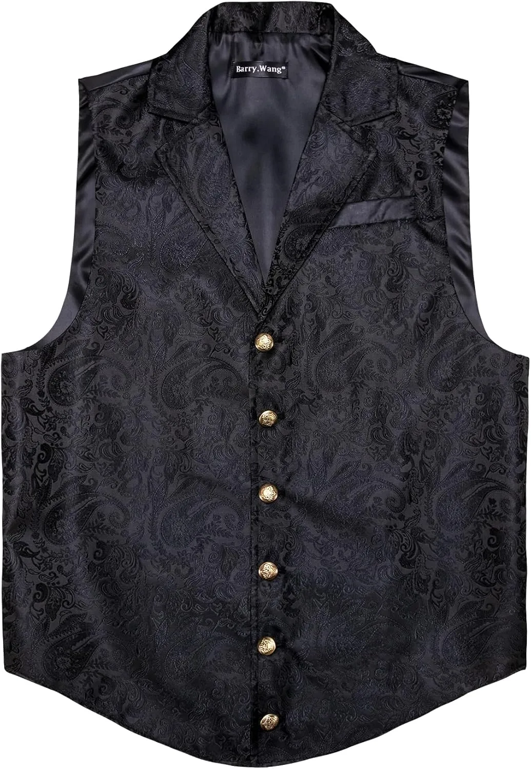 Barry.Wang Mens Paisley Victorian Suit Vest Tailored Collar Formal/Leisure Steampunk Gothic Waistcoat