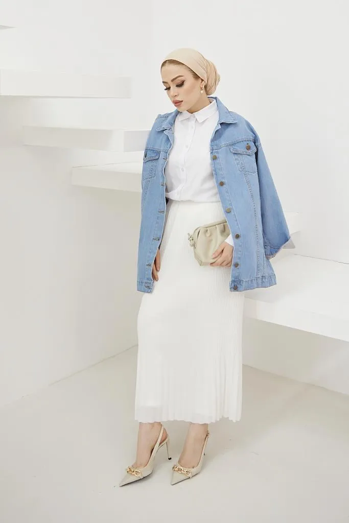 BNG Women - Pleated Hijab Skirt White - Clermont