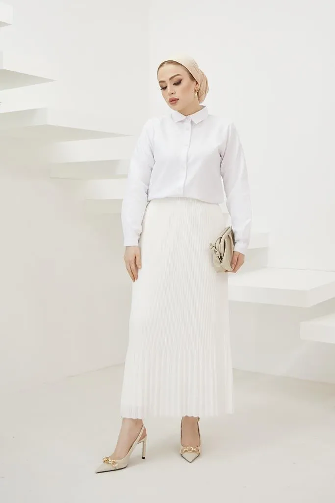 BNG Women - Pleated Hijab Skirt White - Clermont