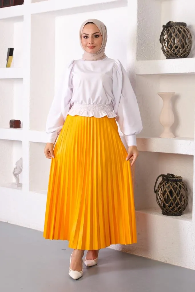 BNG Women Yellow Pleated Skirt with Elastic Waistband - Clermont