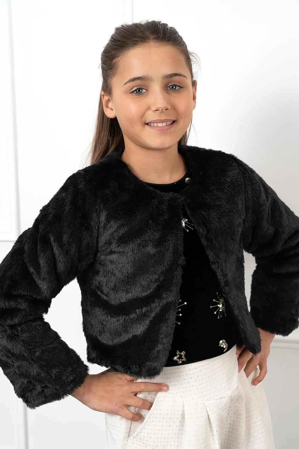 BOLEROSE Girls Cozy Faux Fur Childrens Kids Bolero Shrug Jacket Coat