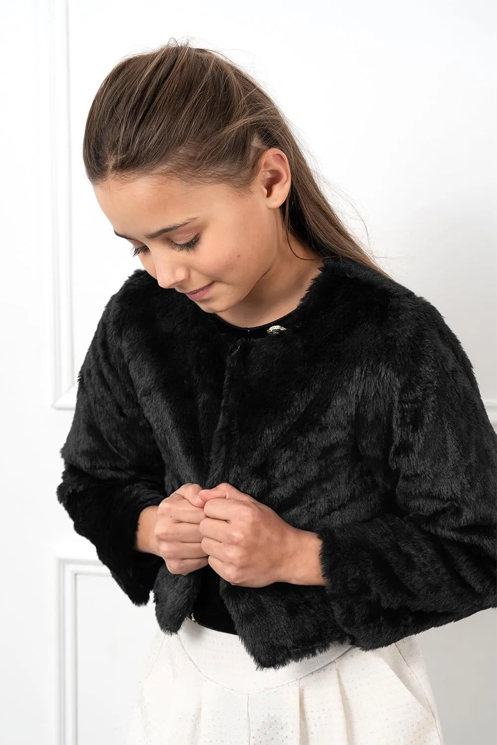 BOLEROSE Girls Cozy Faux Fur Childrens Kids Bolero Shrug Jacket Coat