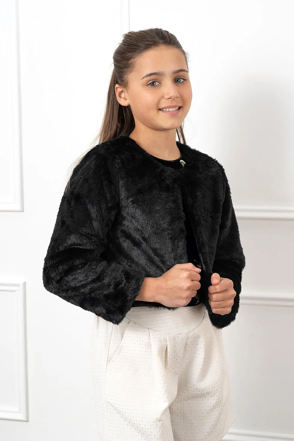 BOLEROSE Girls Cozy Faux Fur Childrens Kids Bolero Shrug Jacket Coat