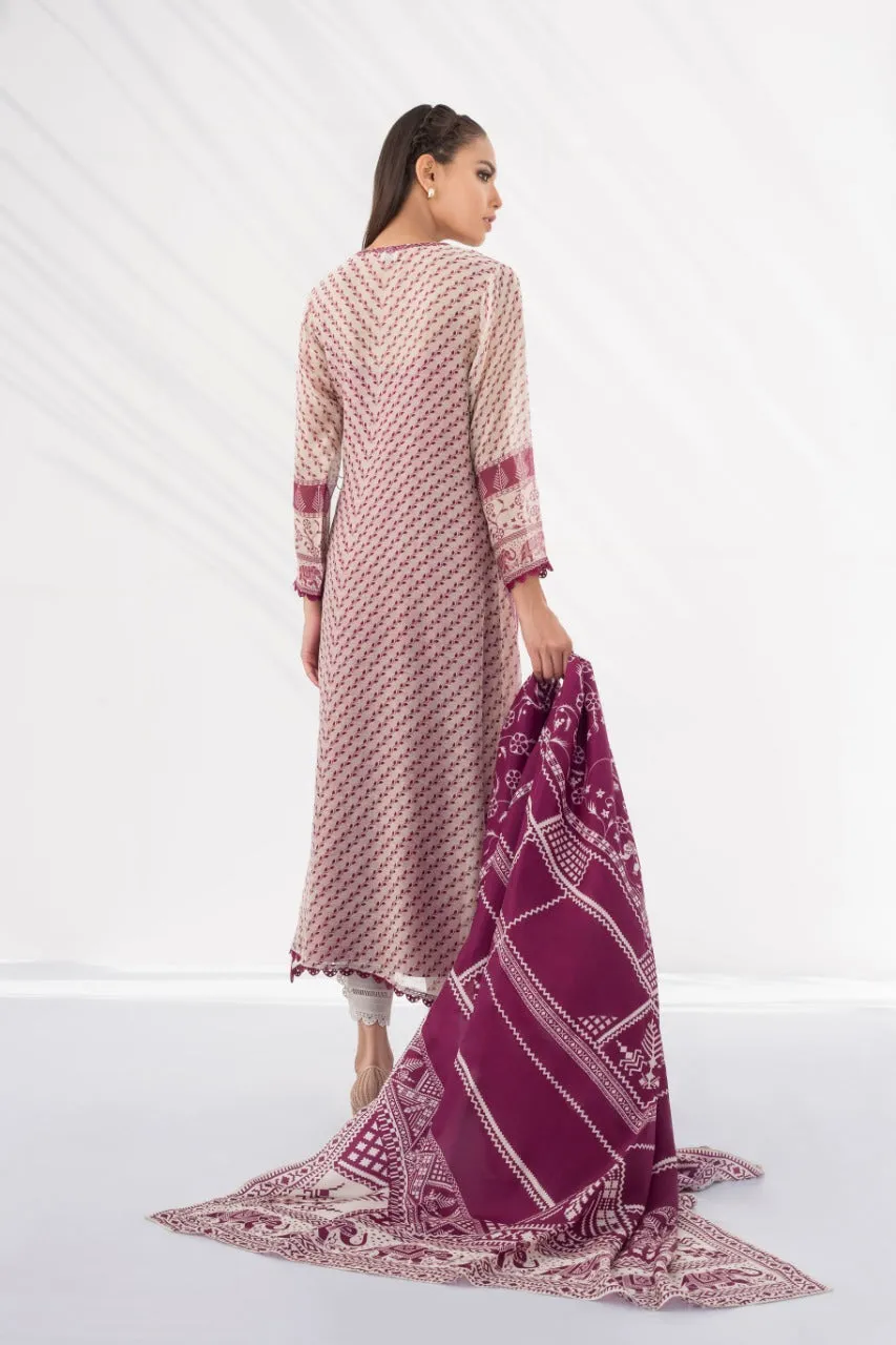 Boysenberry Cotton Net Shirt And Raw Silk Crop Trouser With Dupatta