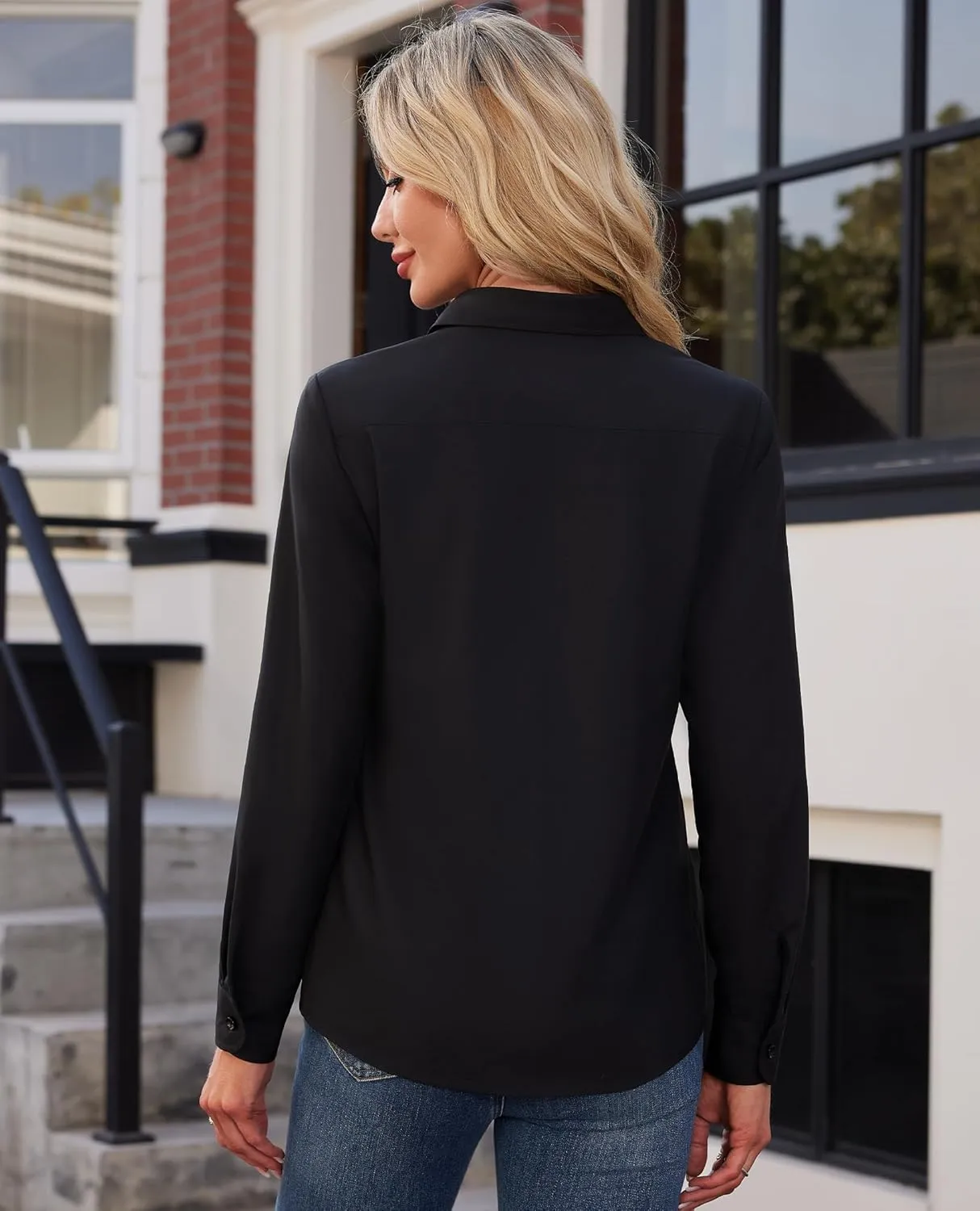 Button Down Shirts for Women Business Casual Blouses Long Sleeve Fit Dress Shirt Collar Wrinkle Free Work Tops