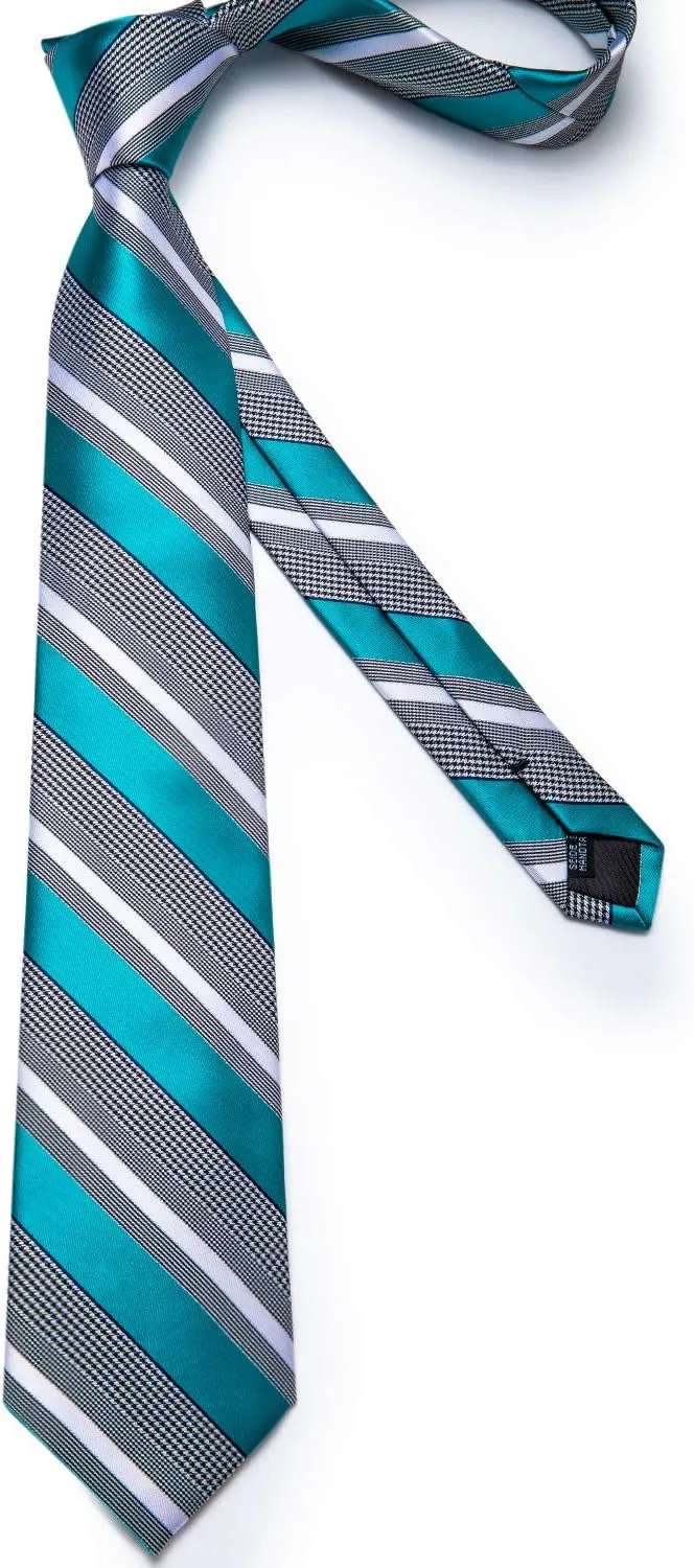 DiBanGu Mens Tie Set Silk Necktie and Gold Tie Ring Pocket Square Cufflinks Formal Business Wedding Ties with Gift Box