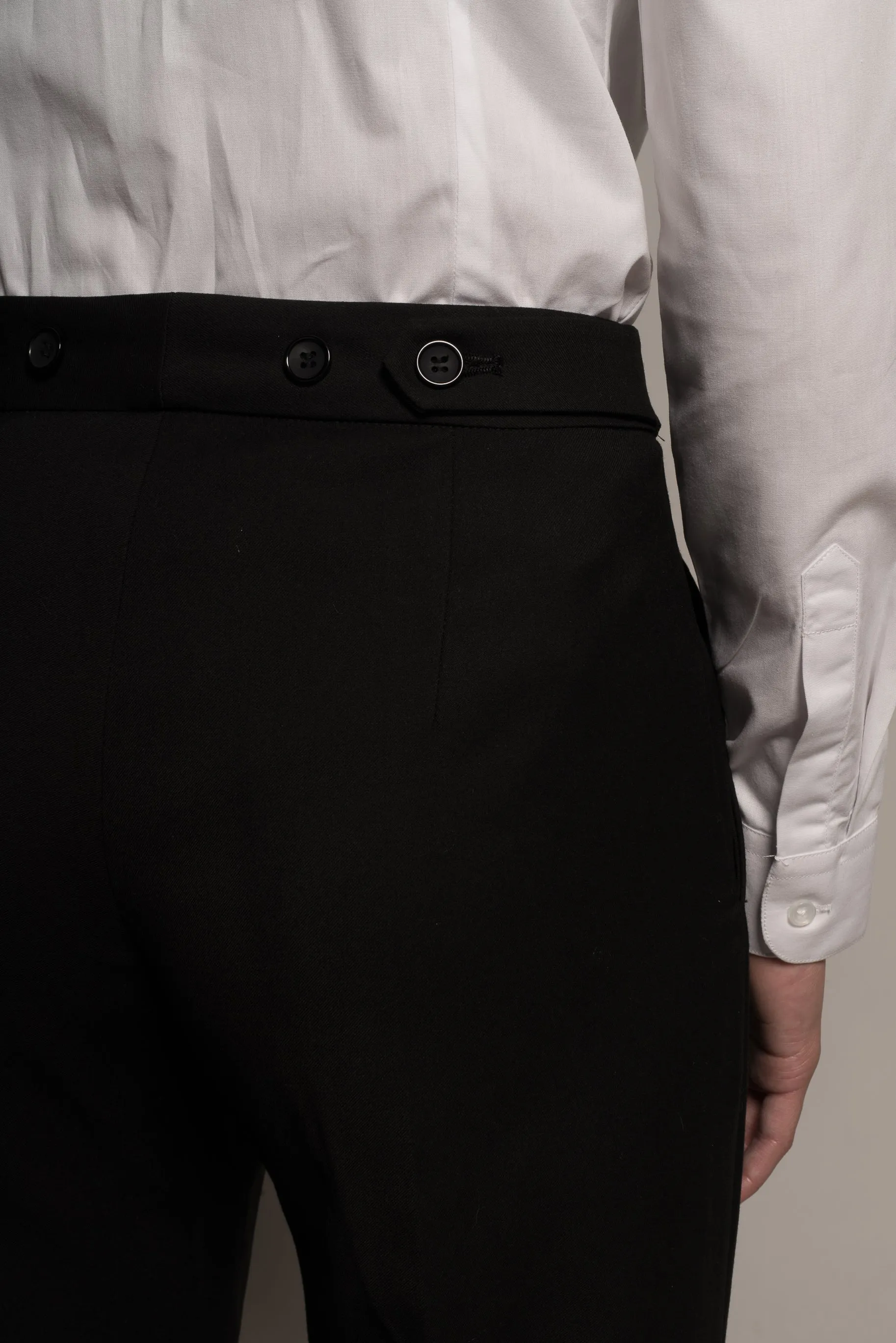 End Of Line-Limited Sizes- Classic Black Short Peak Lapel Tuxedo Suit ( No Tuxedo Stripe On Pants)(Two Piece) (Slim Fit)