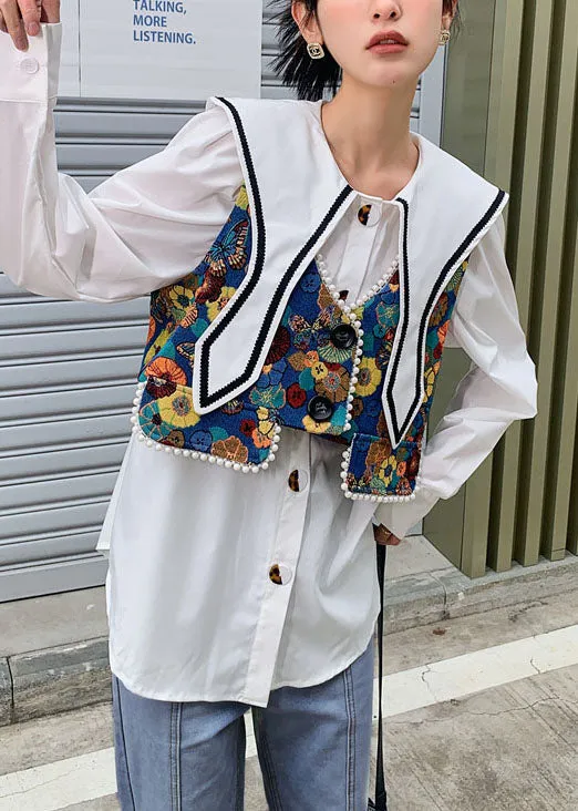 Fine Colorblock Jacquard Nail bead Patchwork Cotton Vest Spring LY0771