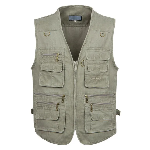 (Free Shipping) New Male Casual Summer Big Size Cotton Sleeveless Vest With Many 16 Pockets Men Multi Pocket Photograph Waistcoat