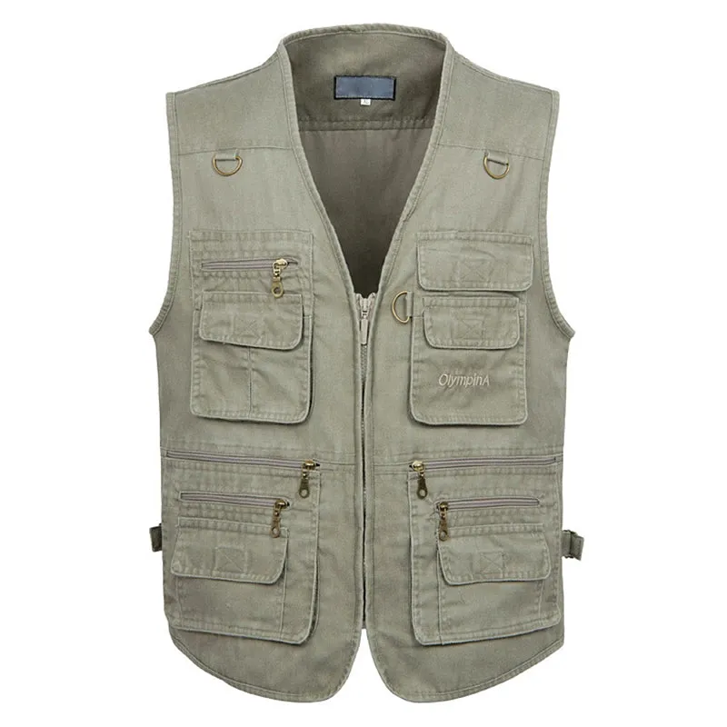 (Free Shipping) New Male Casual Summer Big Size Cotton Sleeveless Vest With Many 16 Pockets Men Multi Pocket Photograph Waistcoat