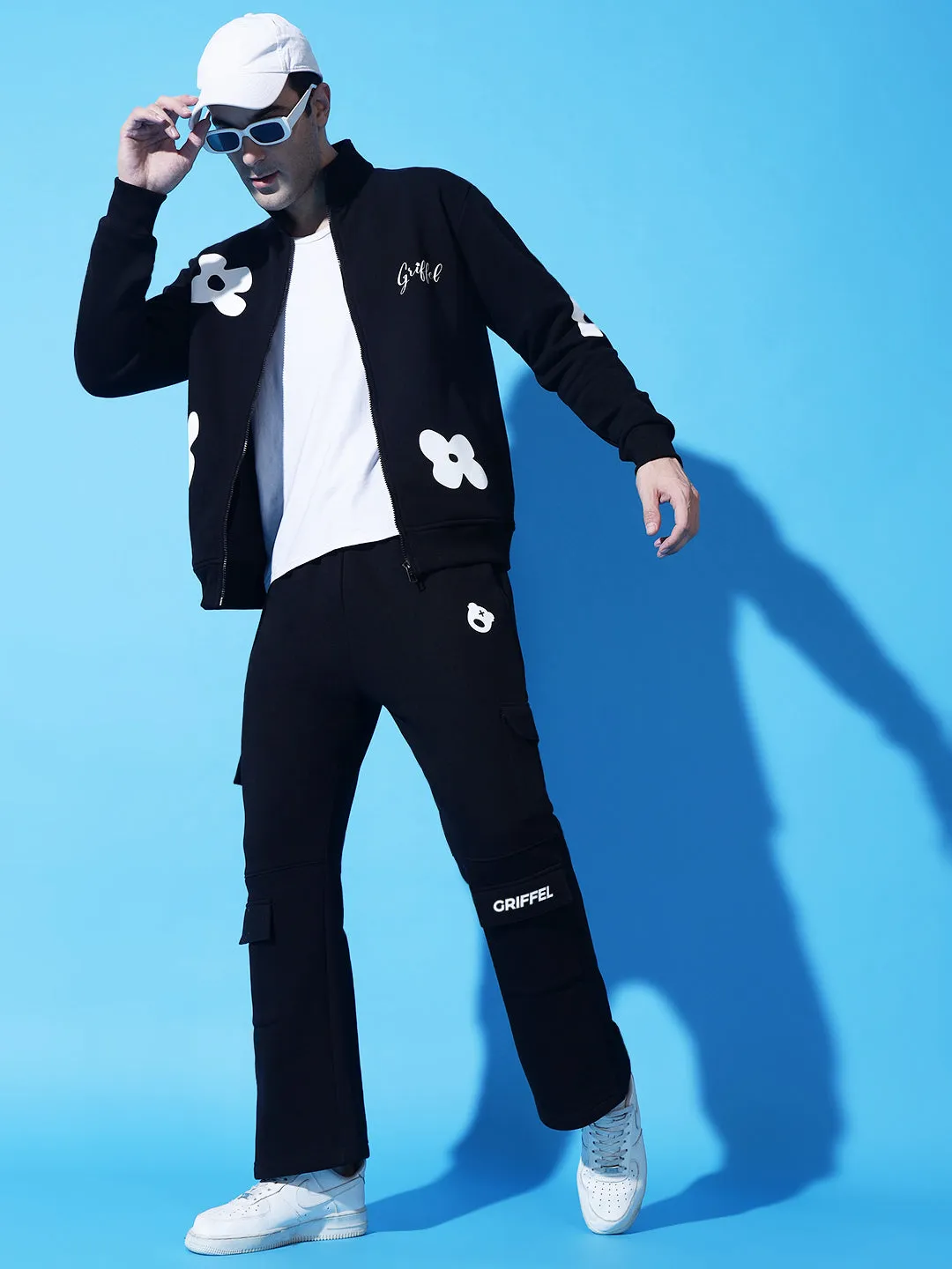 GRIFFEL Flower Print Zipper Sweatshirt