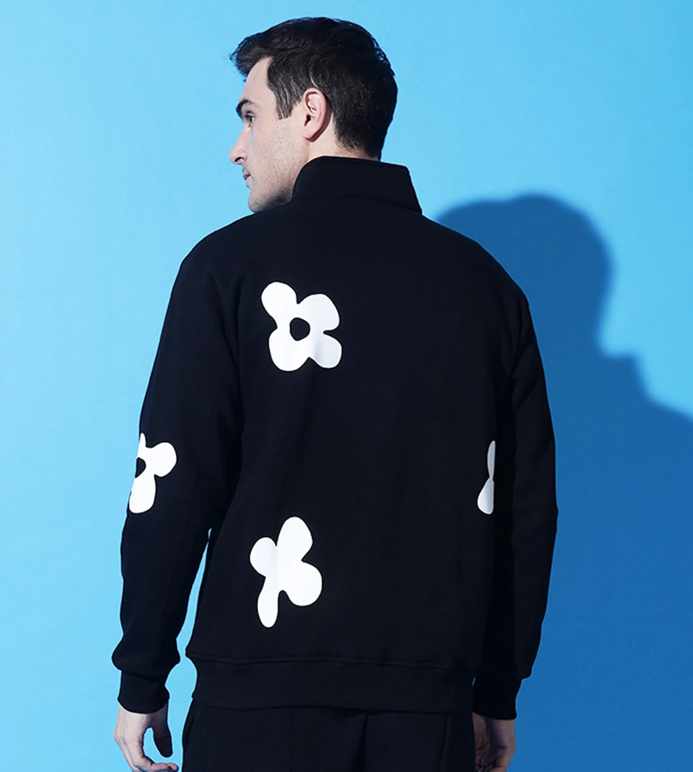 GRIFFEL Flower Print Zipper Sweatshirt