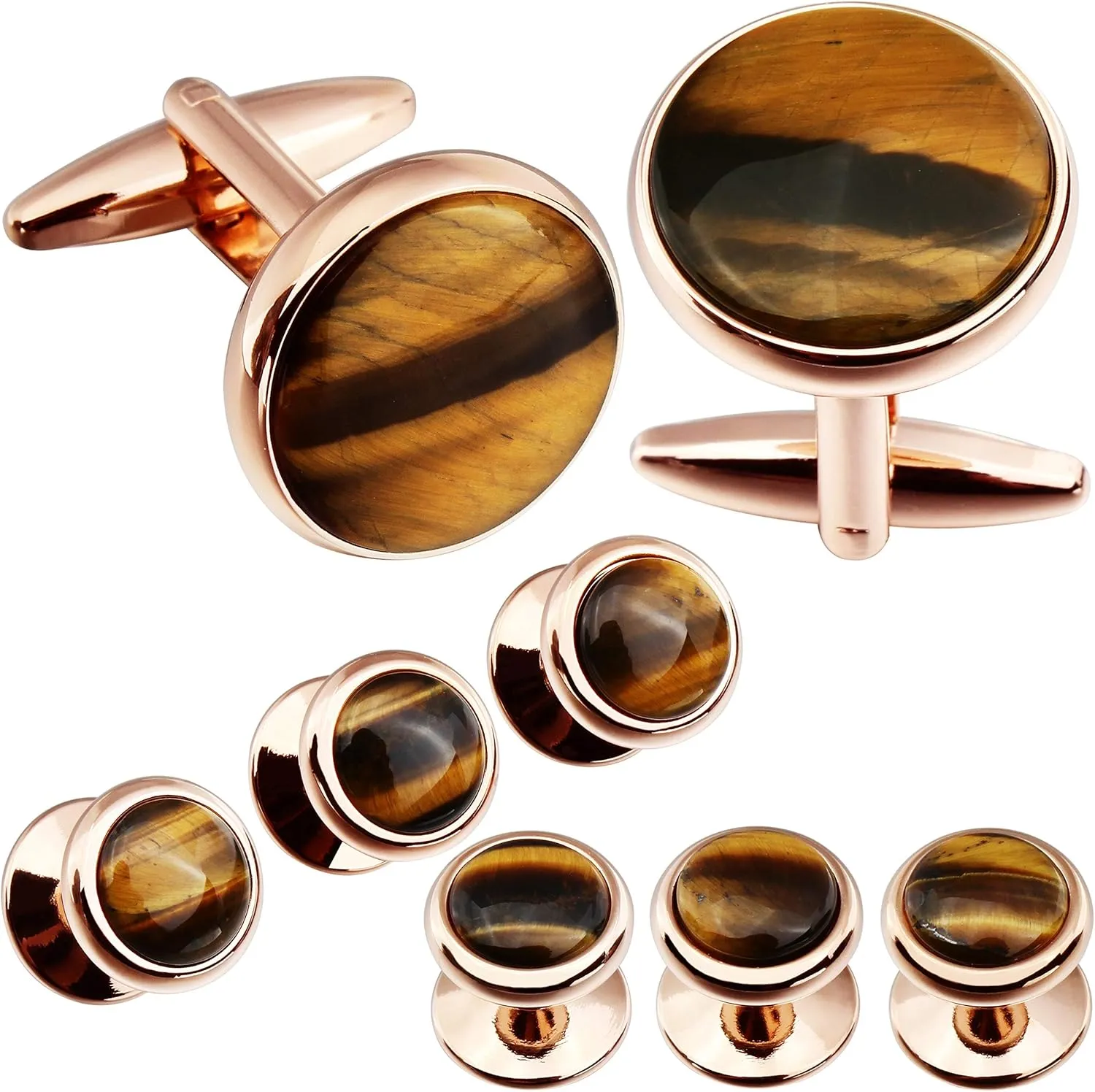 HAWSON Cufflinks and Tuxedo Studs Set for Men with Gift Box, Mother-of-Pearl Cuff links for French Cuff Shirt and Dress Shirt, Suitable for Wedding, Birthday, Party