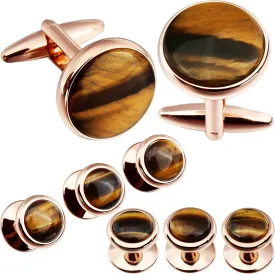 HAWSON Cufflinks and Tuxedo Studs Set for Men with Gift Box, Mother-of-Pearl Cuff links for French Cuff Shirt and Dress Shirt, Suitable for Wedding, Birthday, Party
