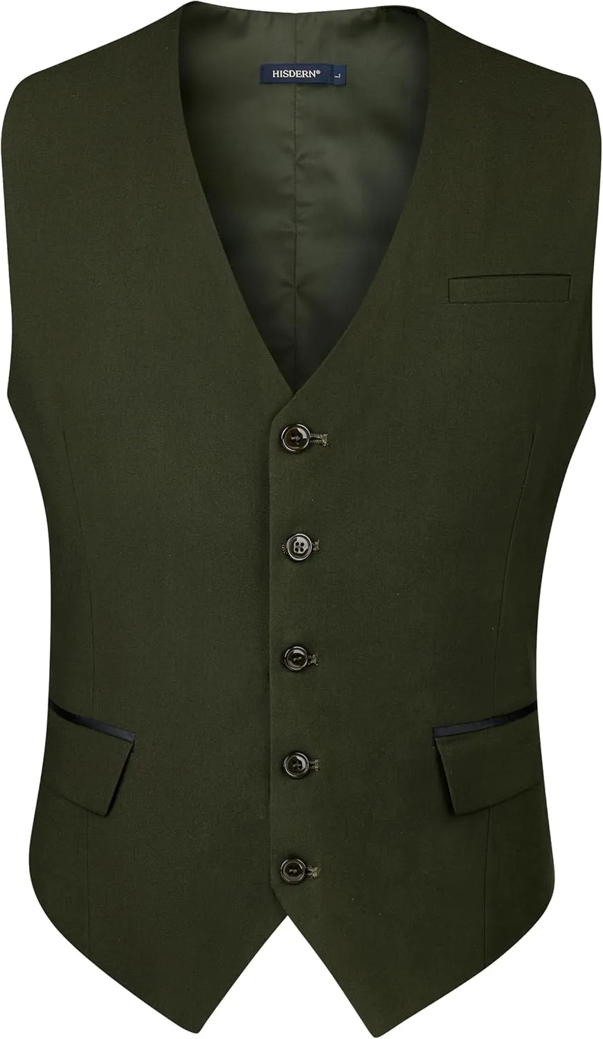 HISDERN Men's Suit Vest Business Suit Vests for Men Formal Slim Fit Solid Wedding Dress Waistcoat for V-Neck Tuxedo Vest