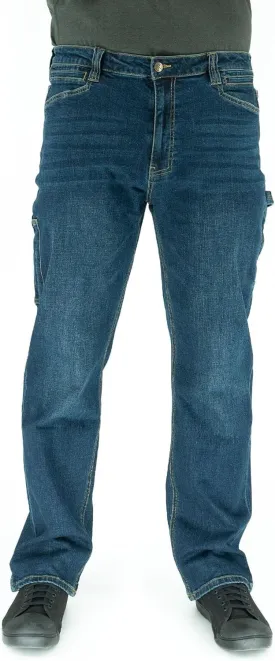 Iron & Haft Men's Journeyman Relaxed/Straight Fit Work Jeans, 12 Pocket Stretch Denim Tactical Jeans, Vintage/Medium Wash