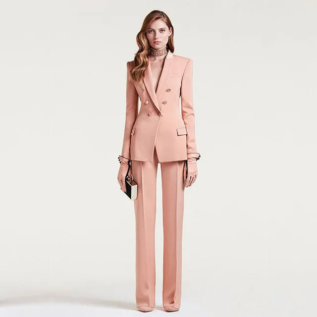 Jacket Pants Women&#39;s Business Suit Female Office Uniform Ladies Formal Trouser Suit Double Breasted Women&#39;s Tuxedo Custom