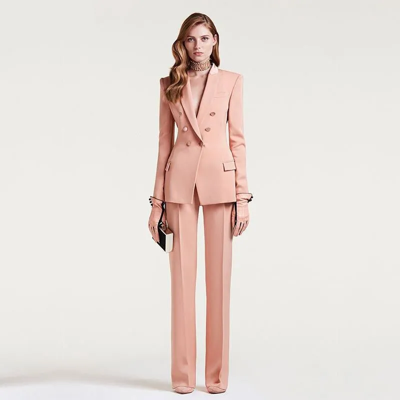 Jacket Pants Women&#39;s Business Suit Female Office Uniform Ladies Formal Trouser Suit Double Breasted Women&#39;s Tuxedo Custom