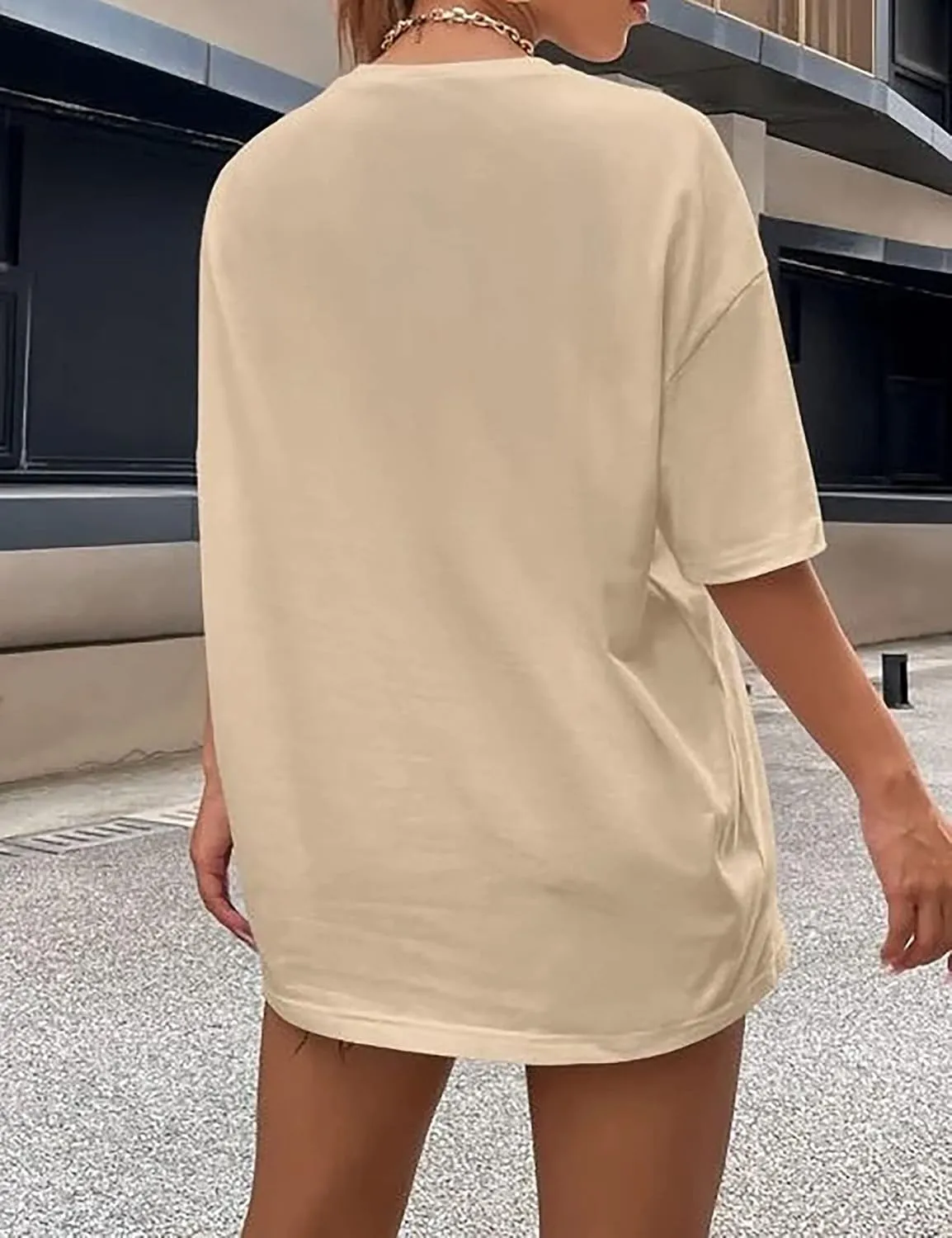 Lauweion Women Drop Shoulder East Hampton Letter T-Shirt Oversized Graphic Baggy Trendy Tee Shirt Top