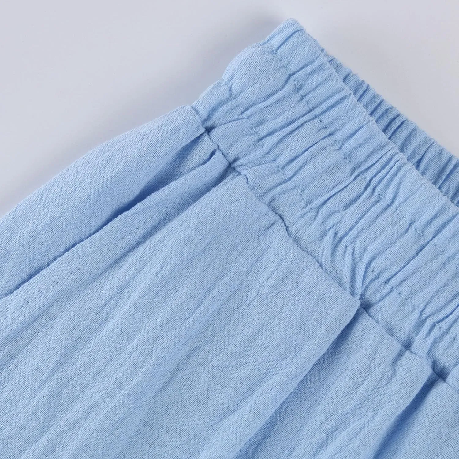 Linen Pants Women Comfy Elastic Waist Drawstring Cotton Pants Lightweight Tapered Lounge Vacation Beach Pants