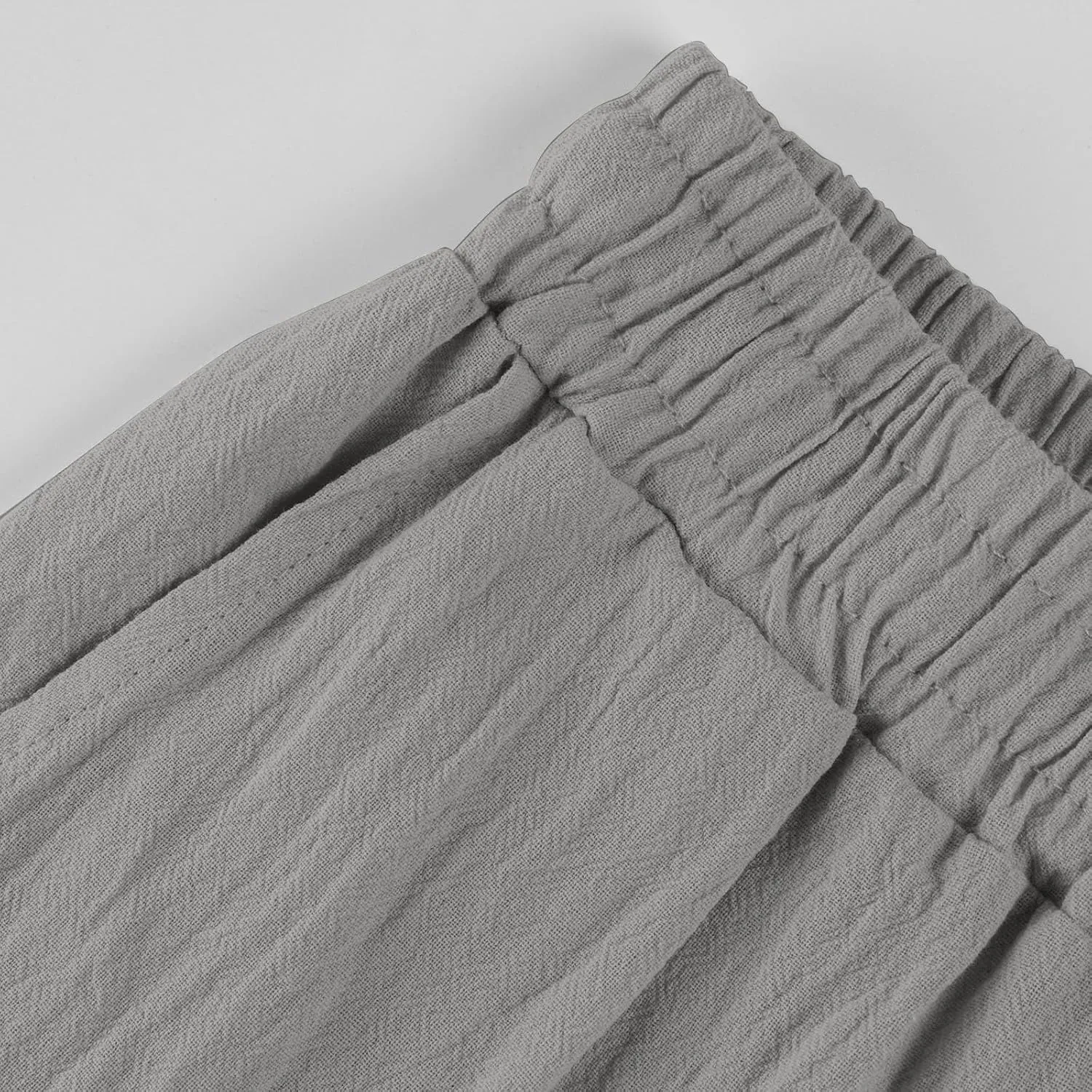 Linen Pants Women Comfy Elastic Waist Drawstring Cotton Pants Lightweight Tapered Lounge Vacation Beach Pants