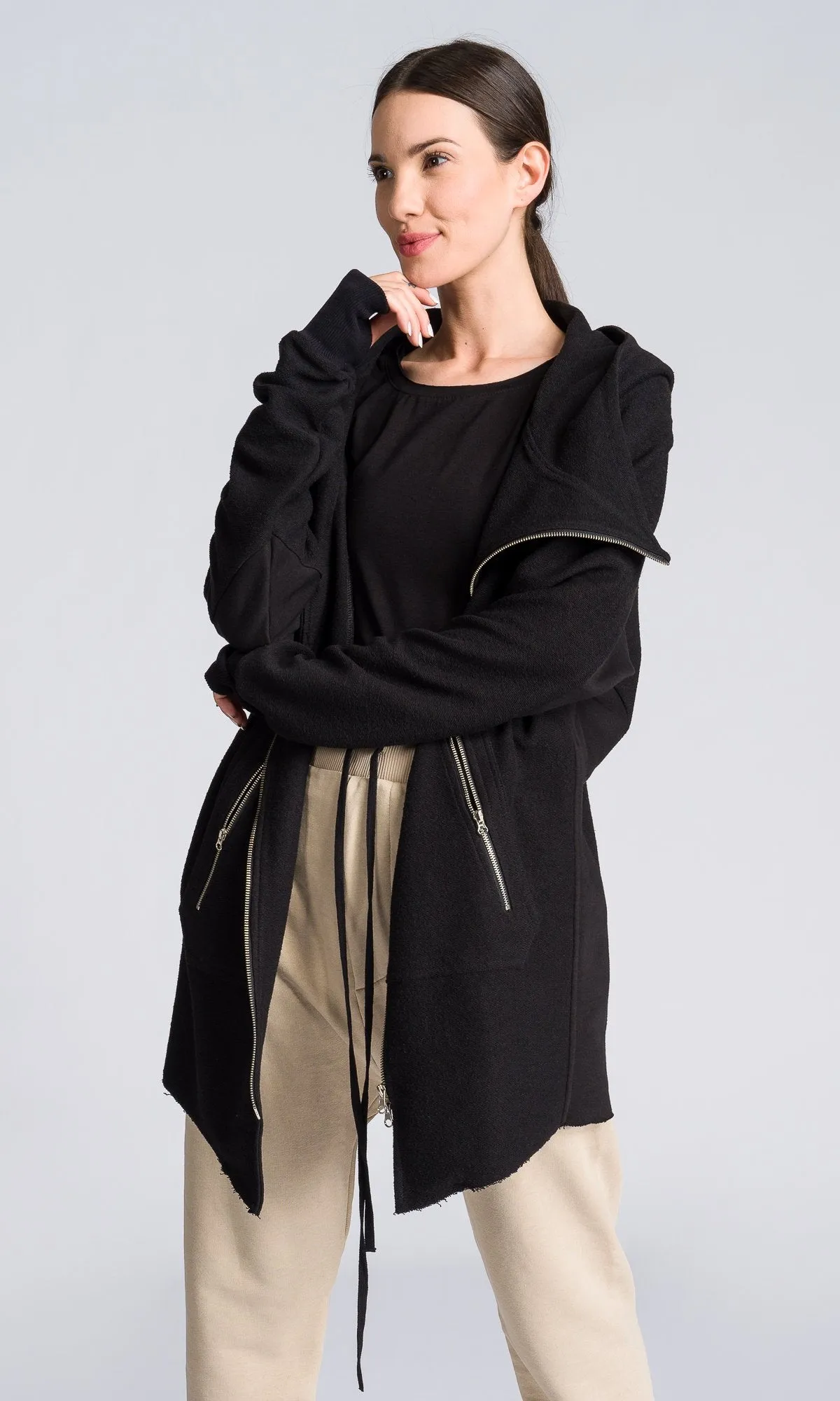 Long Asymmetric Zipper Sweatshirt