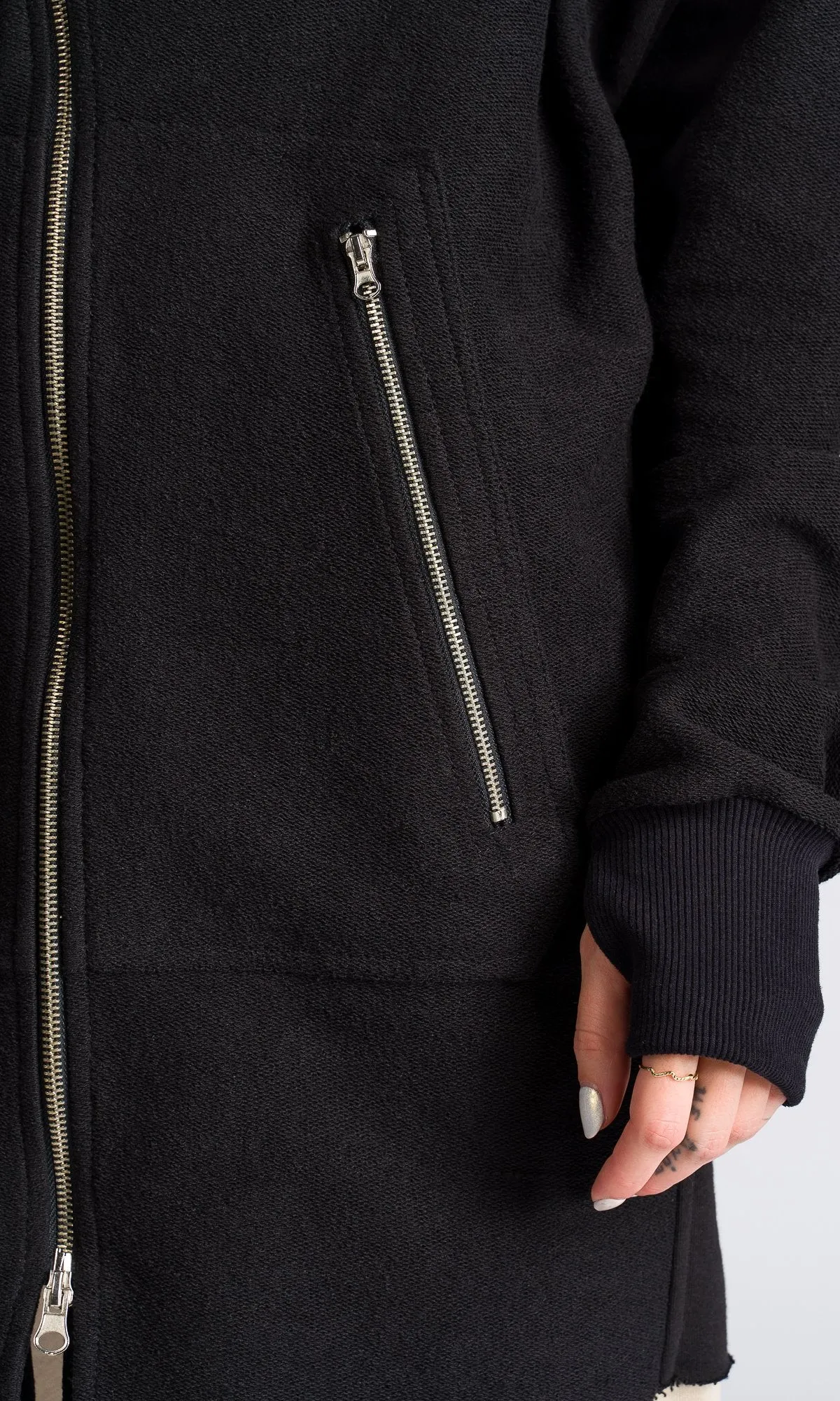 Long Asymmetric Zipper Sweatshirt