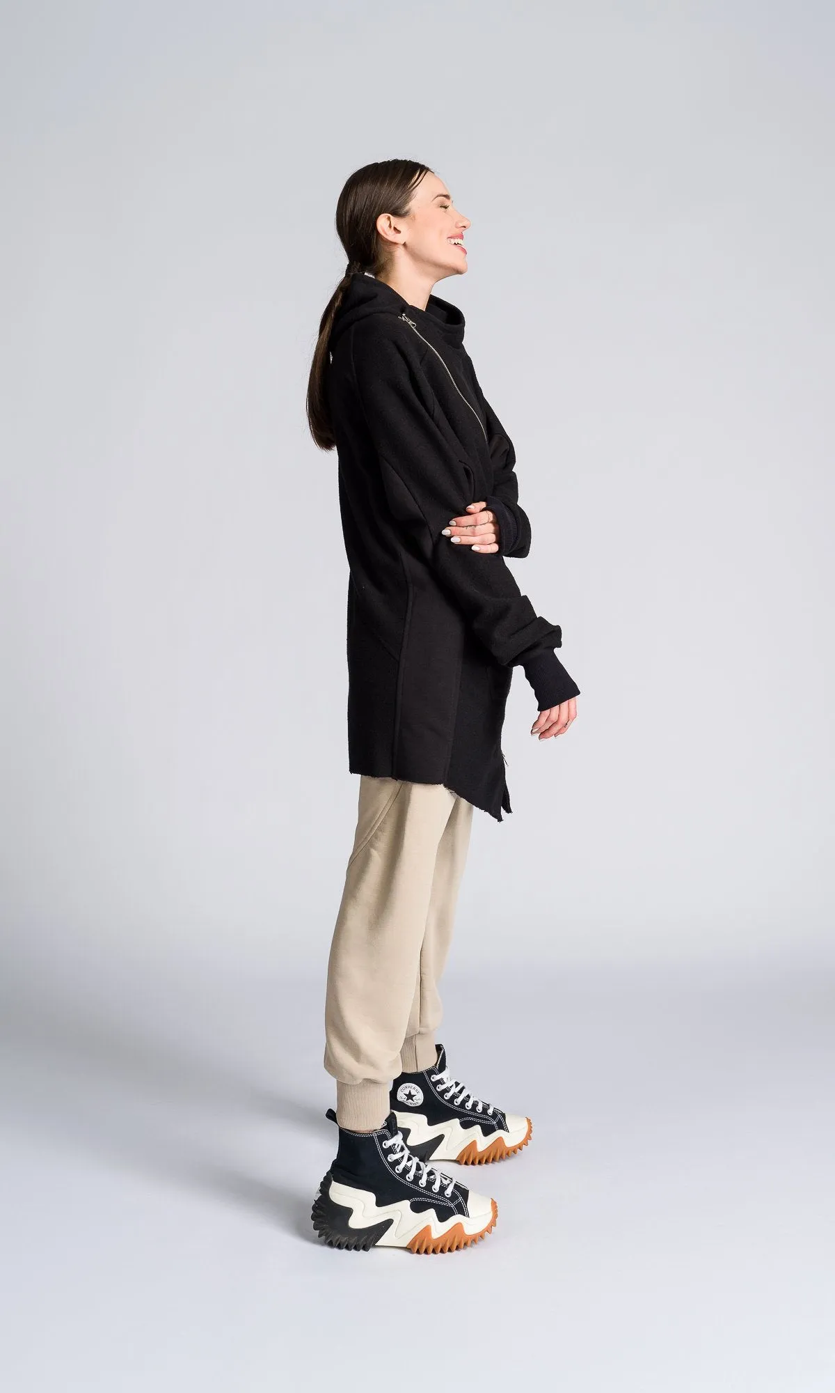 Long Asymmetric Zipper Sweatshirt