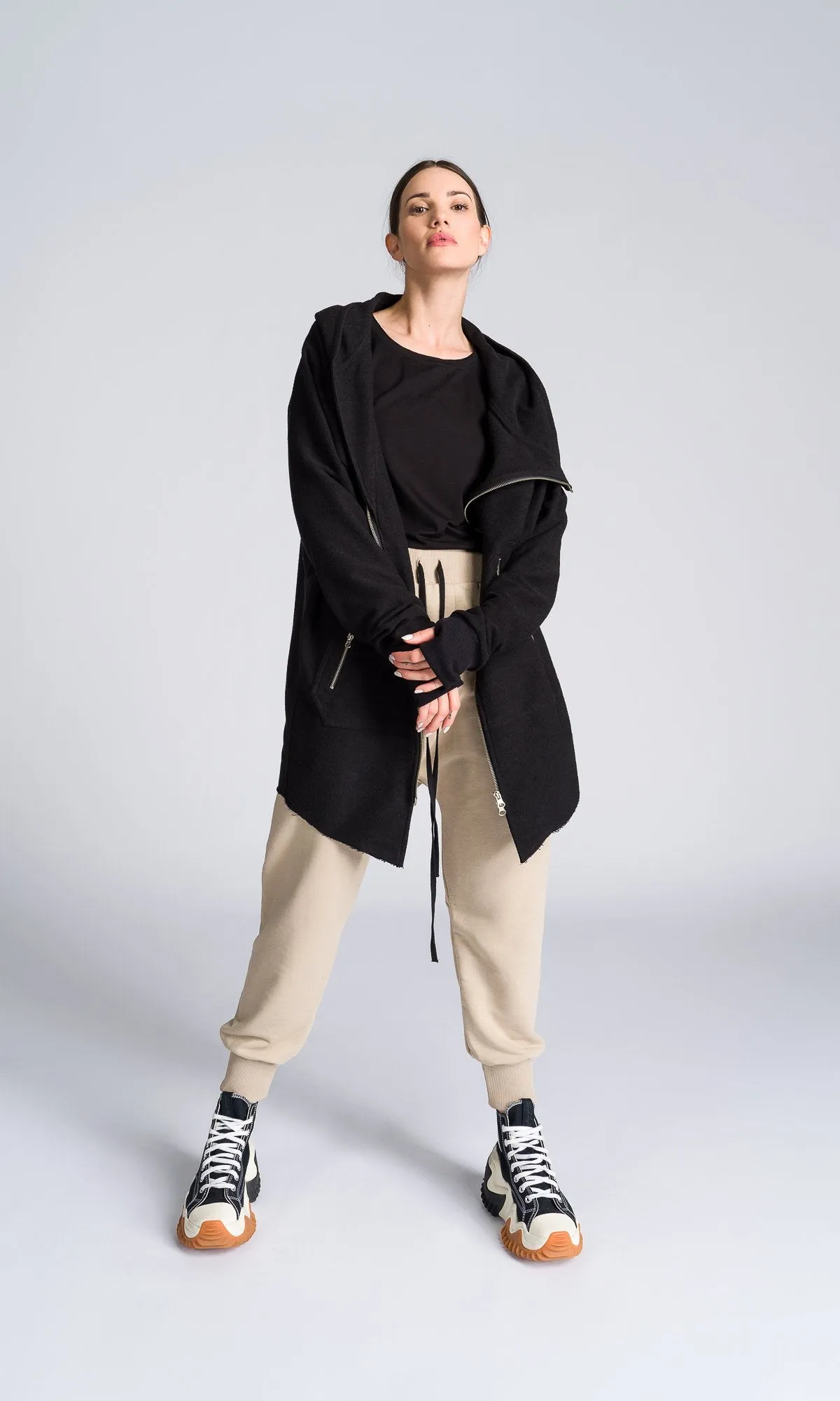 Long Asymmetric Zipper Sweatshirt