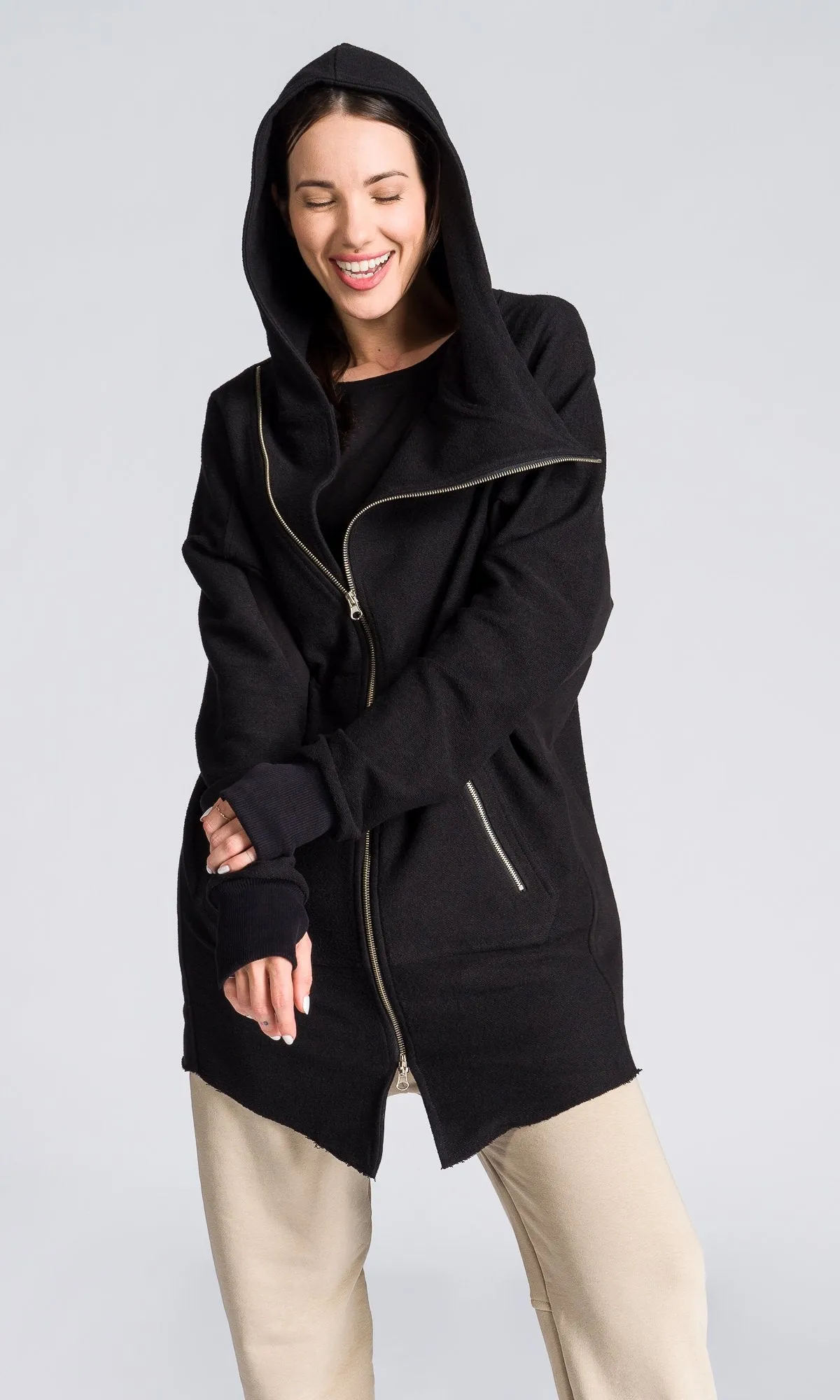 Long Asymmetric Zipper Sweatshirt